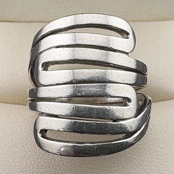 925 Sterling Silpada Modern Maze Sculptured 1" wide Ring Sz 10 - 12.7 grams - Picture 2 of 13